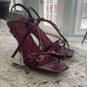 Elegant Burgundy Strappy Heels